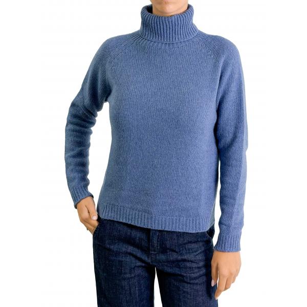 Maglione collo alto tinta unita misto cashmere 